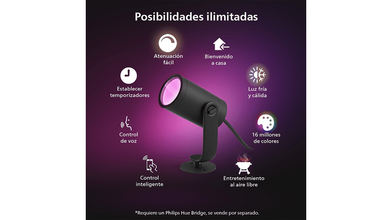 Luminaria Inteligente de Exterior Lily Philips Hue Luz Blanca y